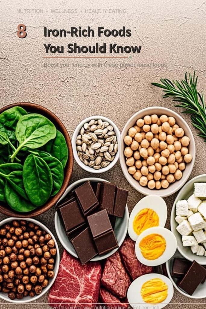 Healthy section of foods rich in iron