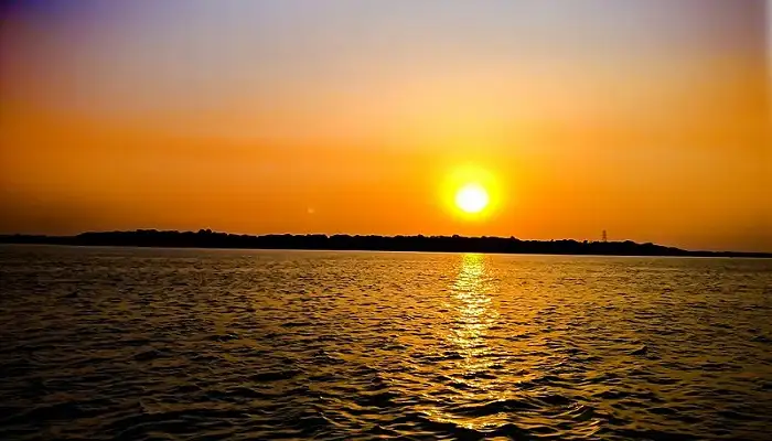 Sunset over Krishna River at Bhavani Island Vijayawada